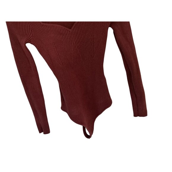 Abercrombie & Fitch Sweater Bodysuit Knit Cotton Blend sweetheart neckline Size - Picture 6 of 9